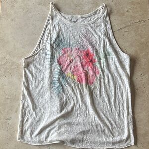 O'Neill White Tank Top with Pink Floral Design